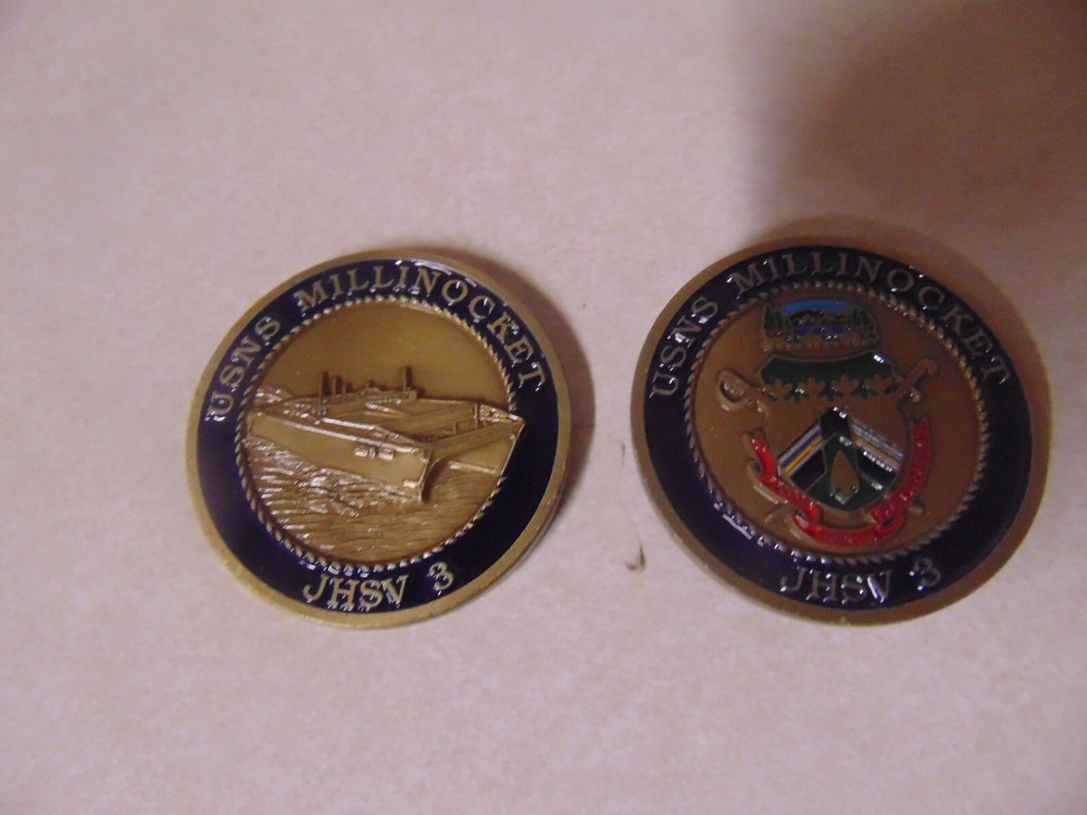 CHALLENGE COIN USNS MILLINOCKET JHSV 3 UNITED STATES NAVY