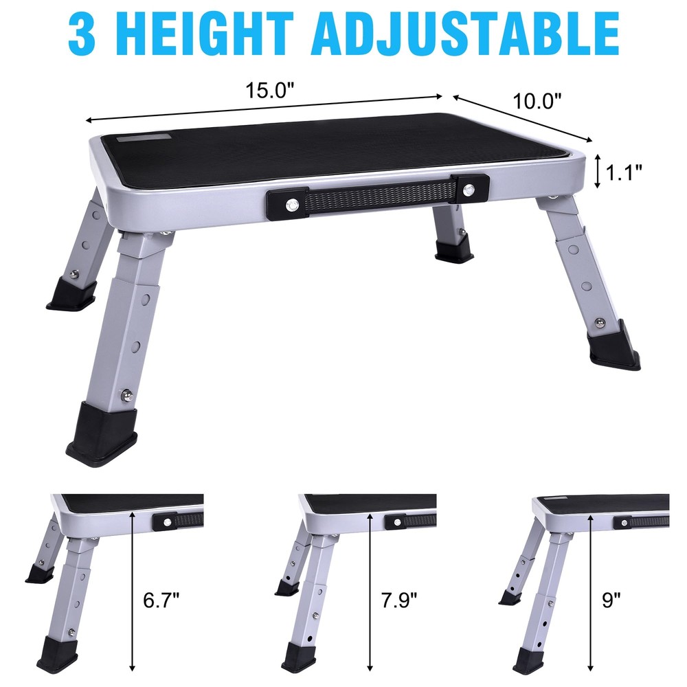 Step Stool Adjustable Folding Step Stools for Adults and Seniors Foldable Ste...