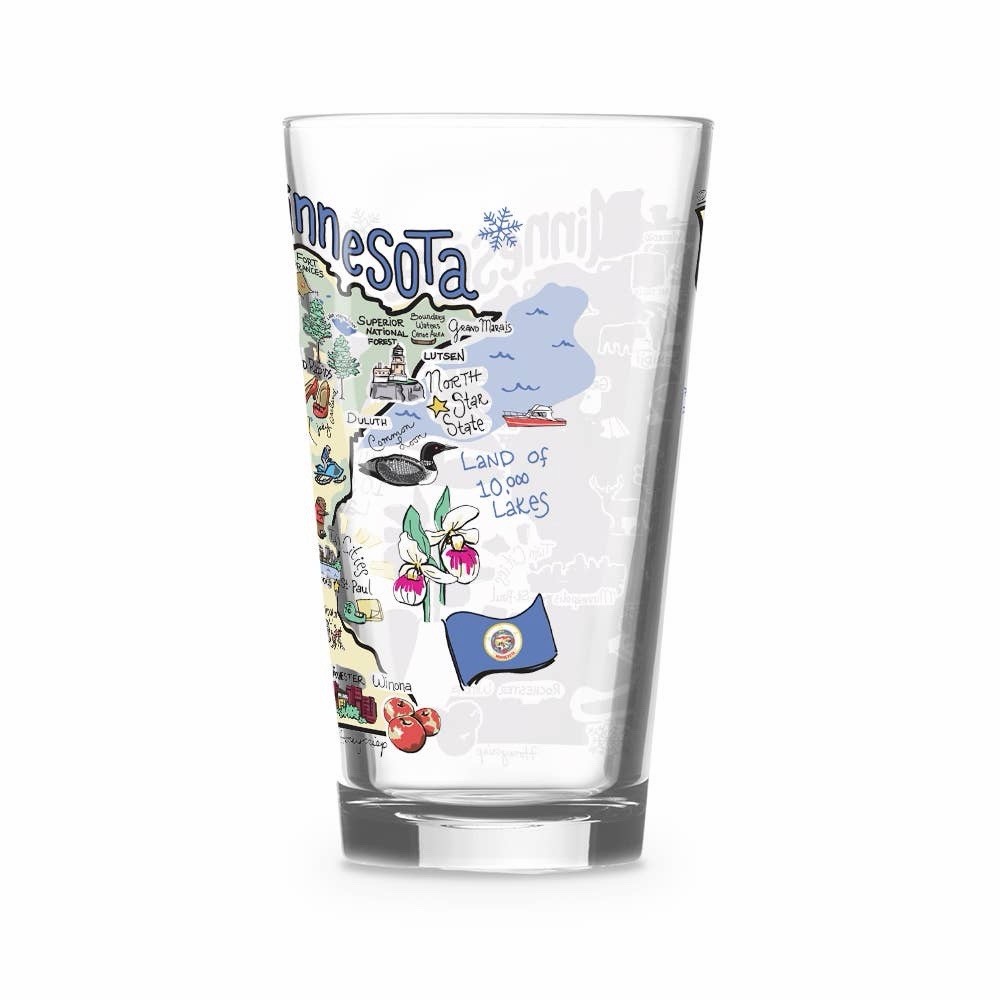 16oz Minnesota Print Glass