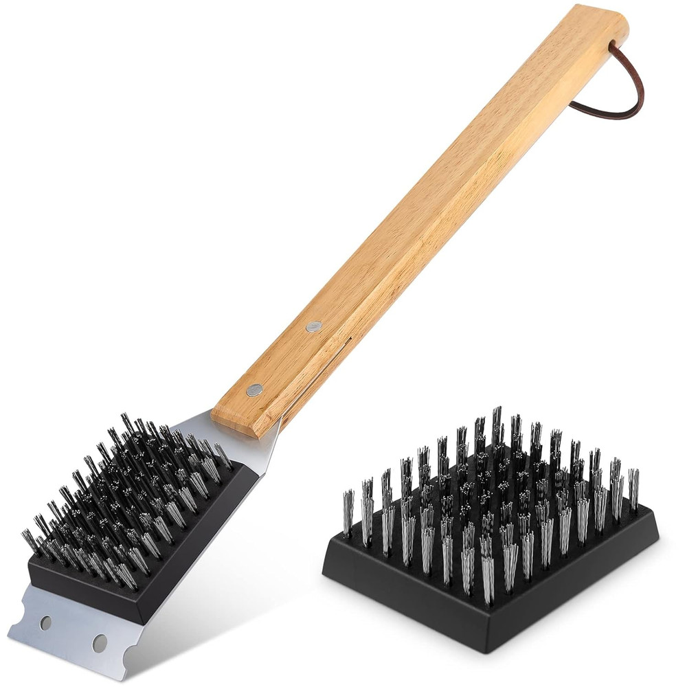 BBQ Grill Cleaning Brush Stainless Steel Scraper w/ Replaceable Head