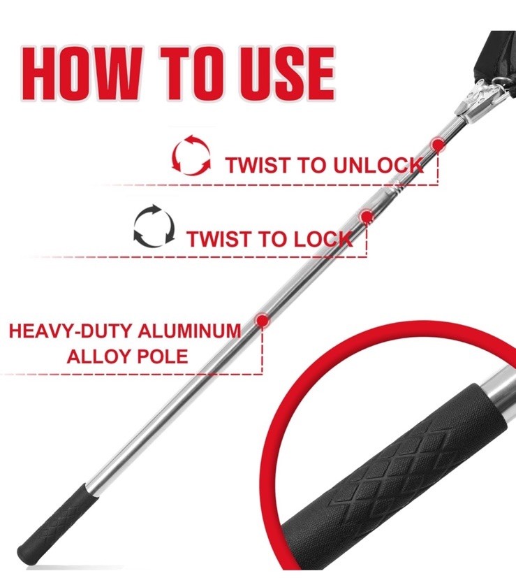 Telescopic Snake Catcher Net With Secure Drawstring 29”-66” Adjustable Pole