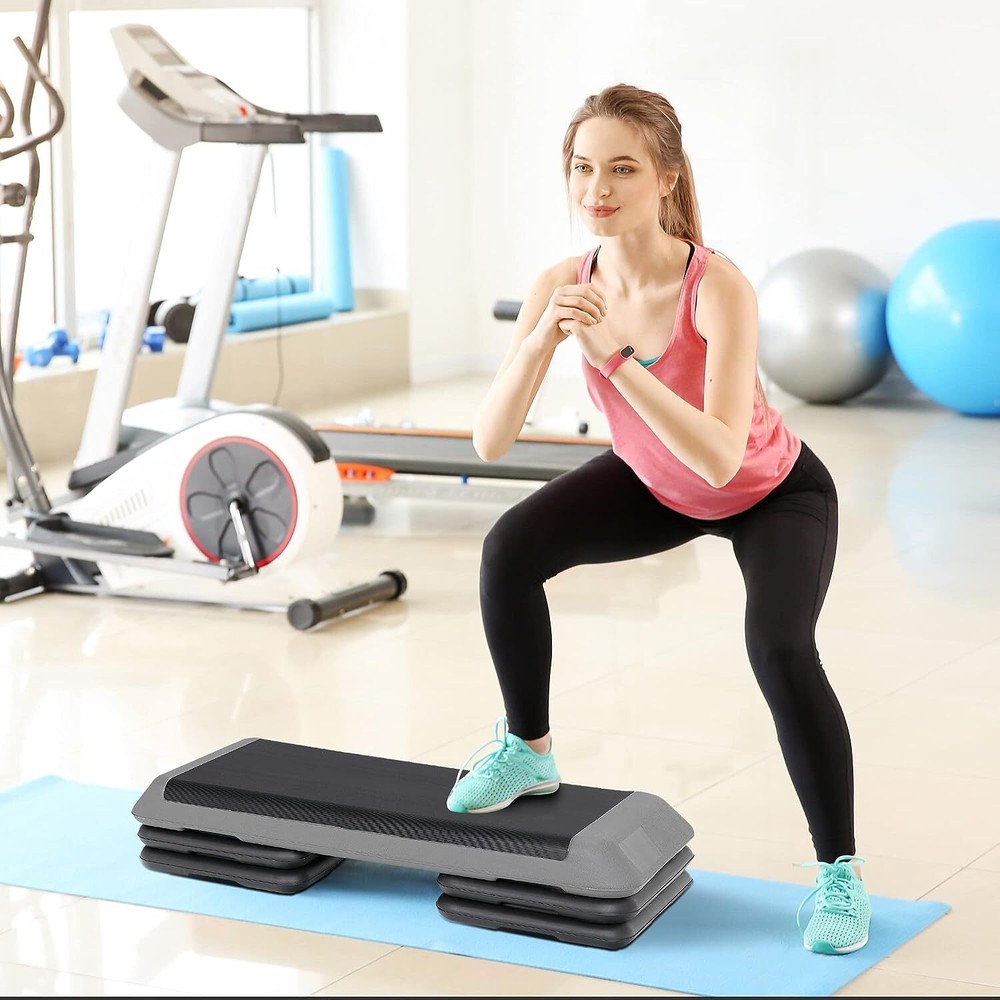 2PCS Indoor Training 4"- 6"- 8" Exercise Aerobic Stepper Workout Step W/ 4 Riser