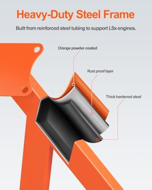 LS Engine Stand Cradle, Rolling Storage Stand for GM Chevy V8 LSx Orange