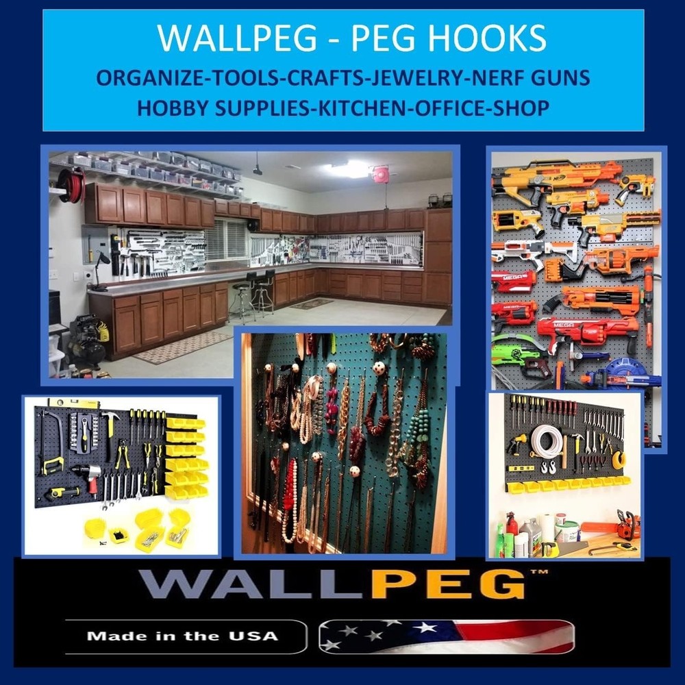 Universal 100-Piece Black Peg Hooks with for Home Storage
