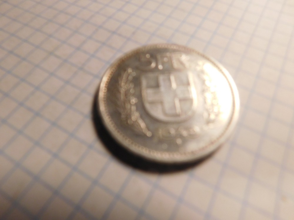 SWITZERLAND 5 FRANCS 1949 B SILVER # 883
