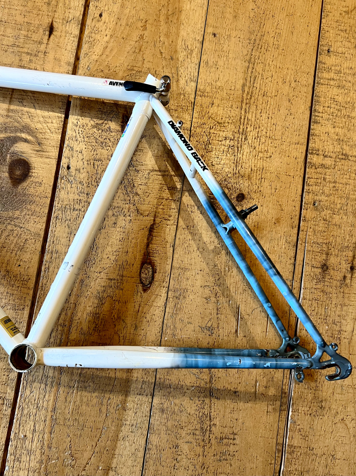 Vintage 90s Diamondback Ascent EX 19.5" Steel Mountain Bike Frame White Blue Mix