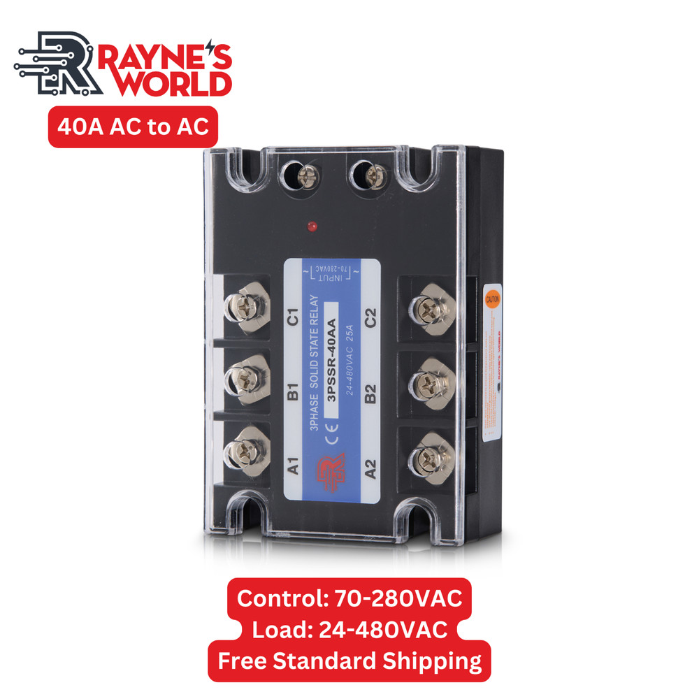 40 Amp AA 3 Phase Solid State Relay-AC to AC-70-280VAC Control 24-480VAC Load