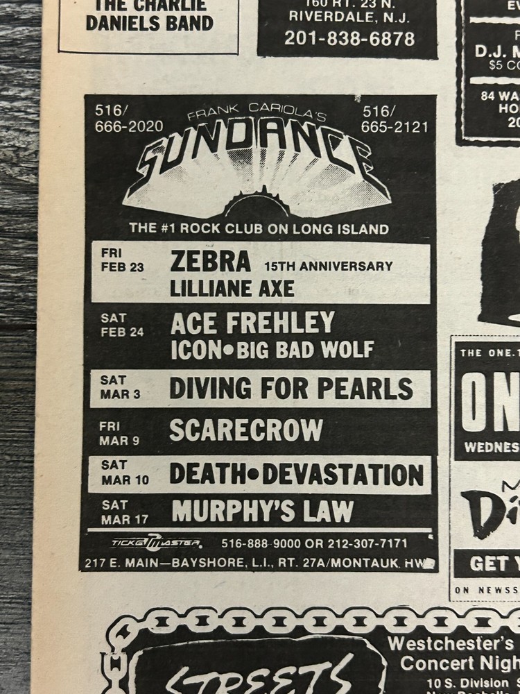 KISS Concert Ad Advert ACE FREHLEY Trouble Walkin 1990 Sundance NY Vintage Kiss