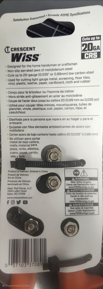 Crescent Wiss MPC3N-06 Multi-Purpose 9" Snips - Precision Cutting Tool DIY