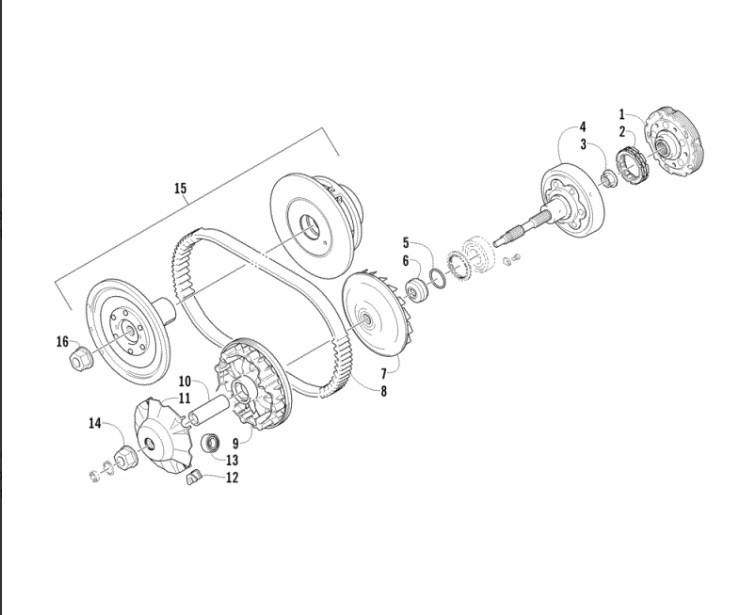 Secondary Clutch Fits Arctic Cat 350 366 400 500 Kymco 400 (2011-2017)
