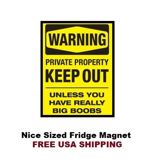 786 - Big Boobs Warning Meme Fridge Refrigerator Magnet