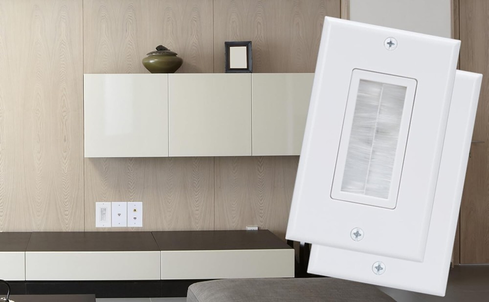 Brush Wall Plate + Low Voltage Mounting Bracket 5-Pack Cable Pass Through Insert