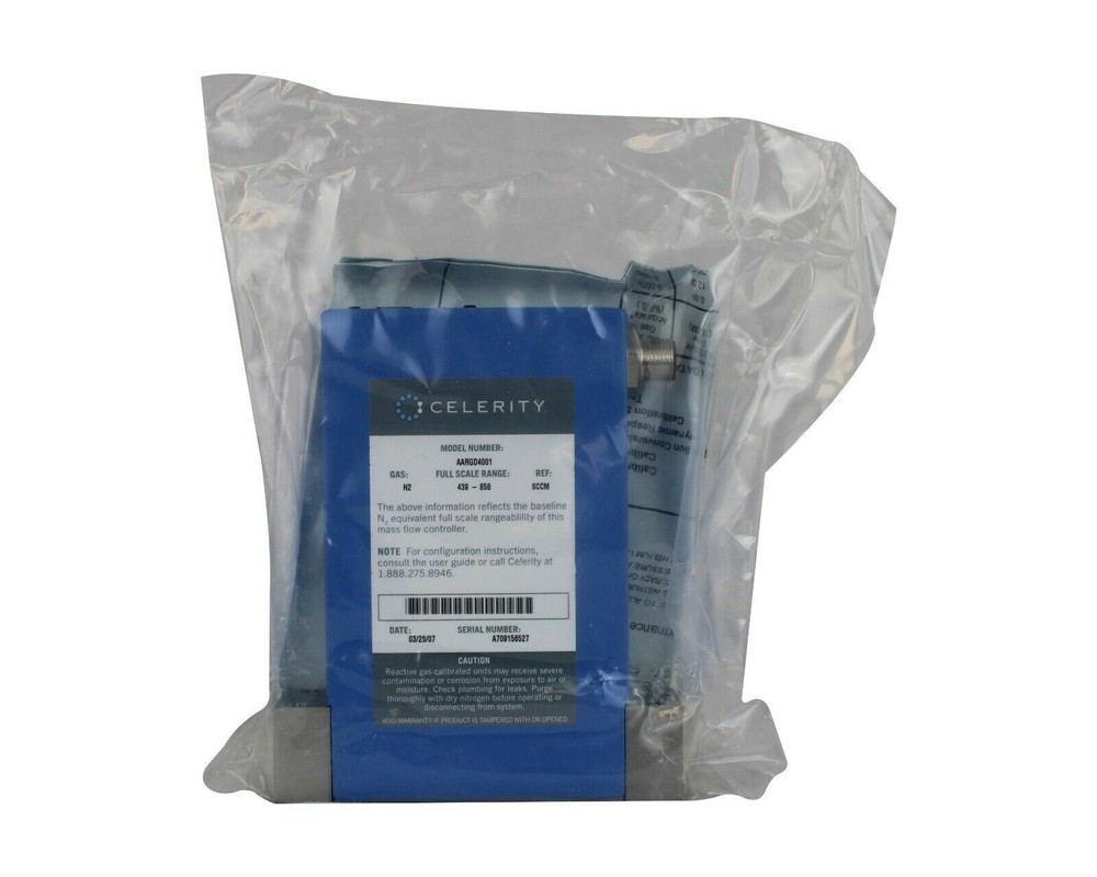 CELERITY MASS FLOW CONTROLLER, GAS N2, RANGE 439-858, AARGD4001, NEW