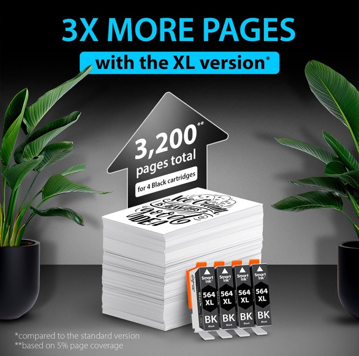 4x Black Ink Cartridge replace for HP 564XL Photosmart 7510 5510 6520 7520 5520