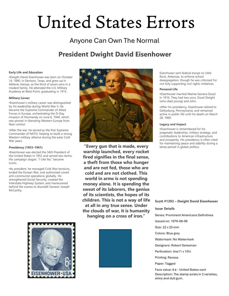 Centsational Custom Presentation Panel For Error SN 1393 - 8.5” X 11”