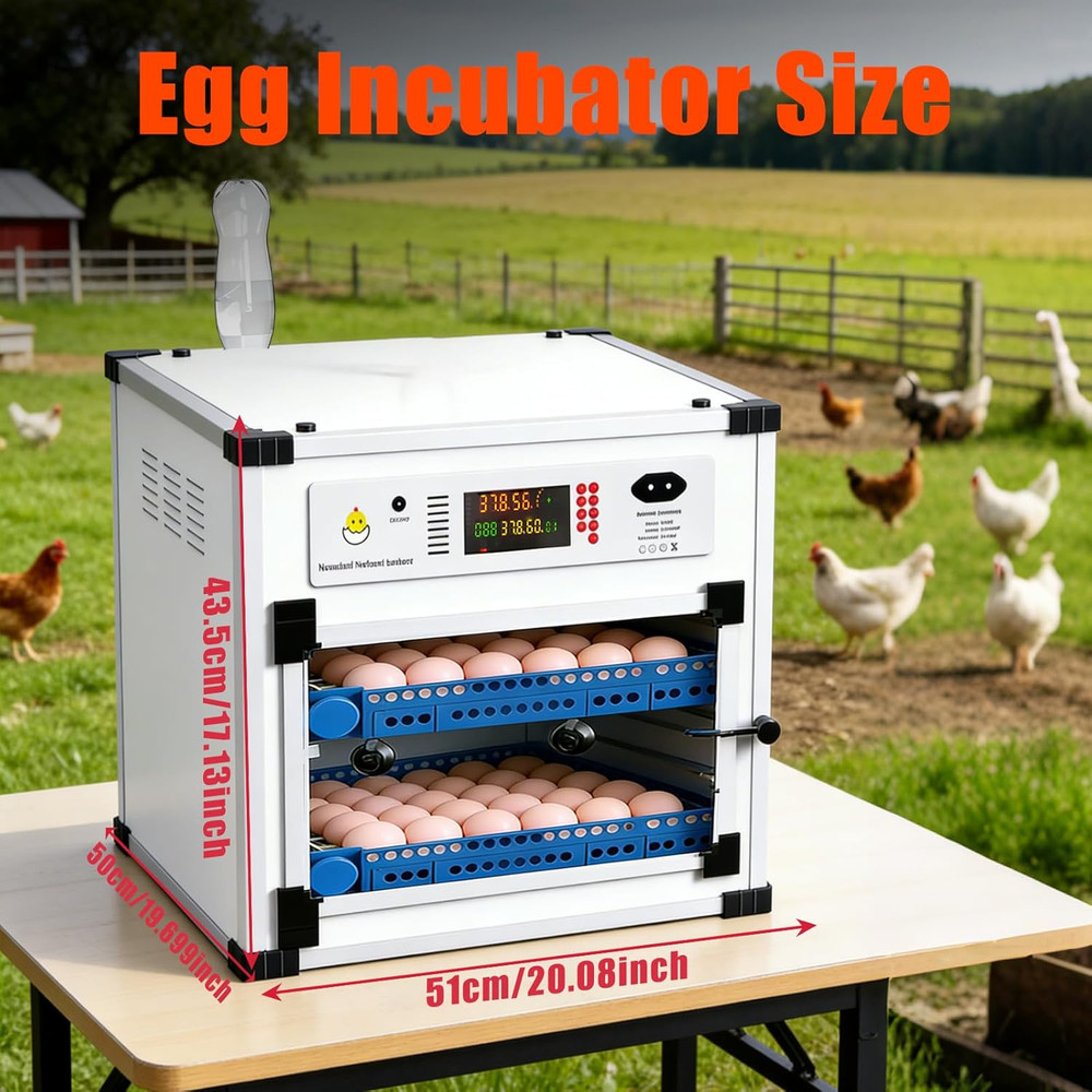 136 Eggs Automatic Egg Incubator with Auto Turner, Digital Temperature Humidity