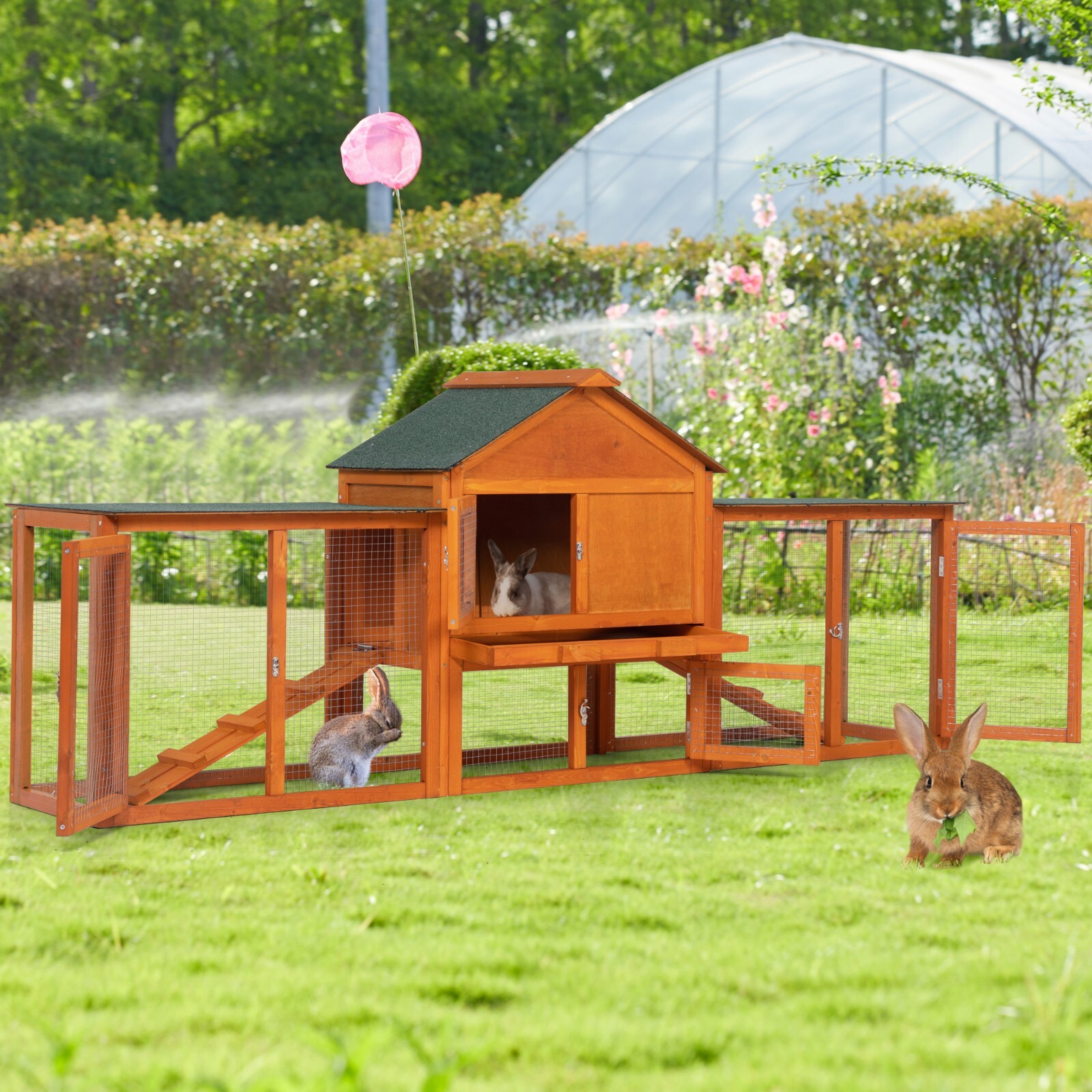 Wooden Rabbit Hutch Indoor Bunny Hutch Cage Small Animal Pet House Run Outdoor
