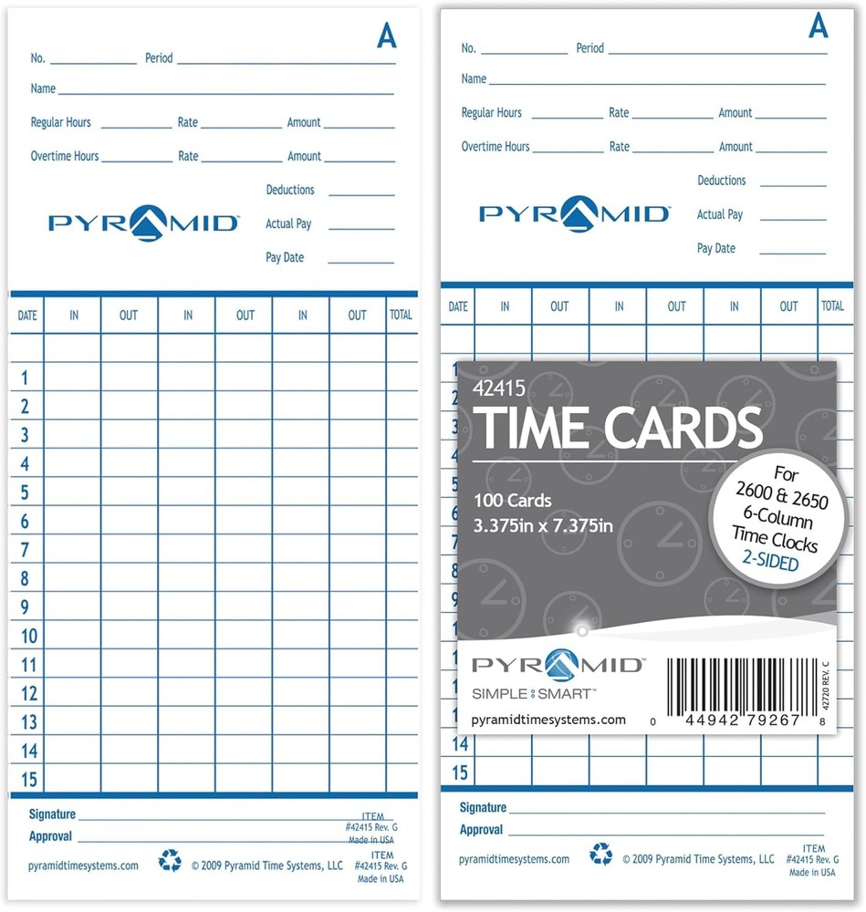 Employee Time Card Paper Refills