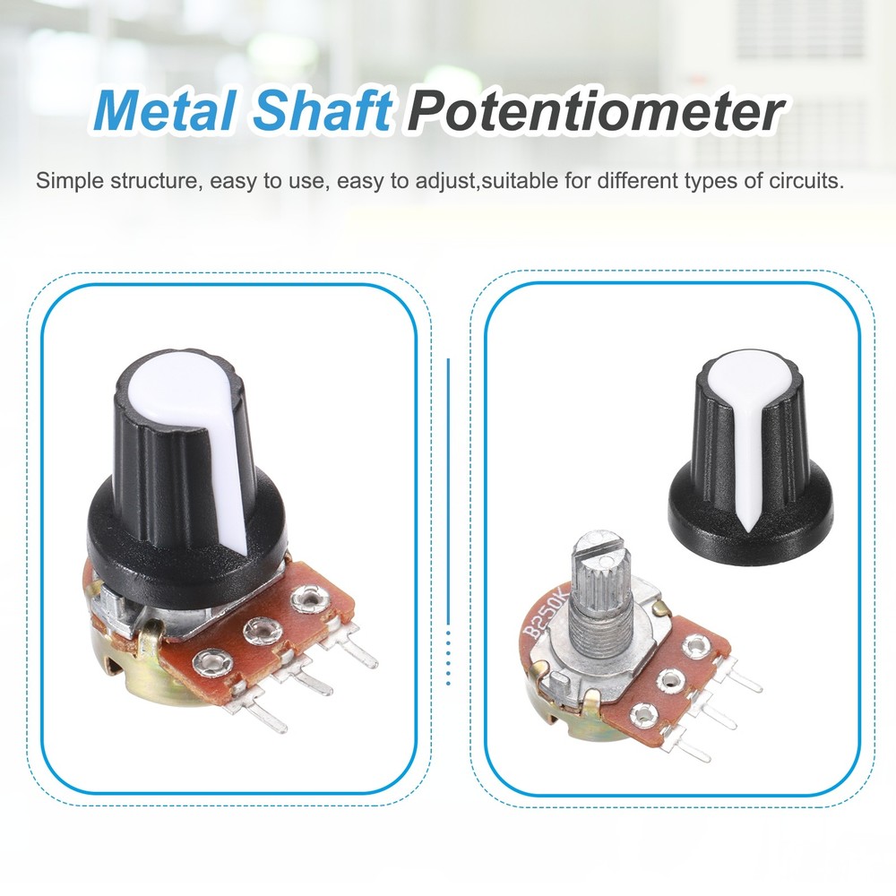 5Pcs WH-148 Potentiometer 3Pins B250K±20% Ohm Variable Resistor with 5 Knobs