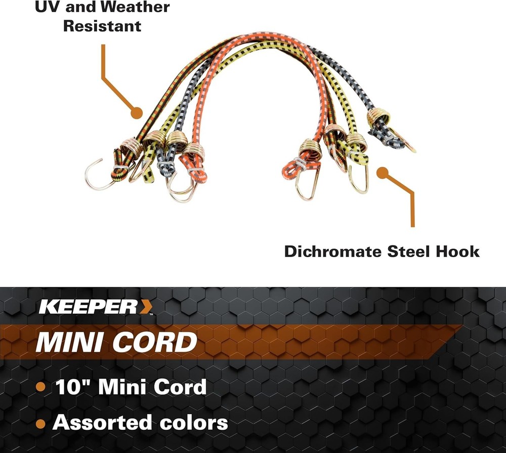 10'' Mini Bungee Cords, 4 Pack - Lightweight & Multi-Purpose Securing Solution