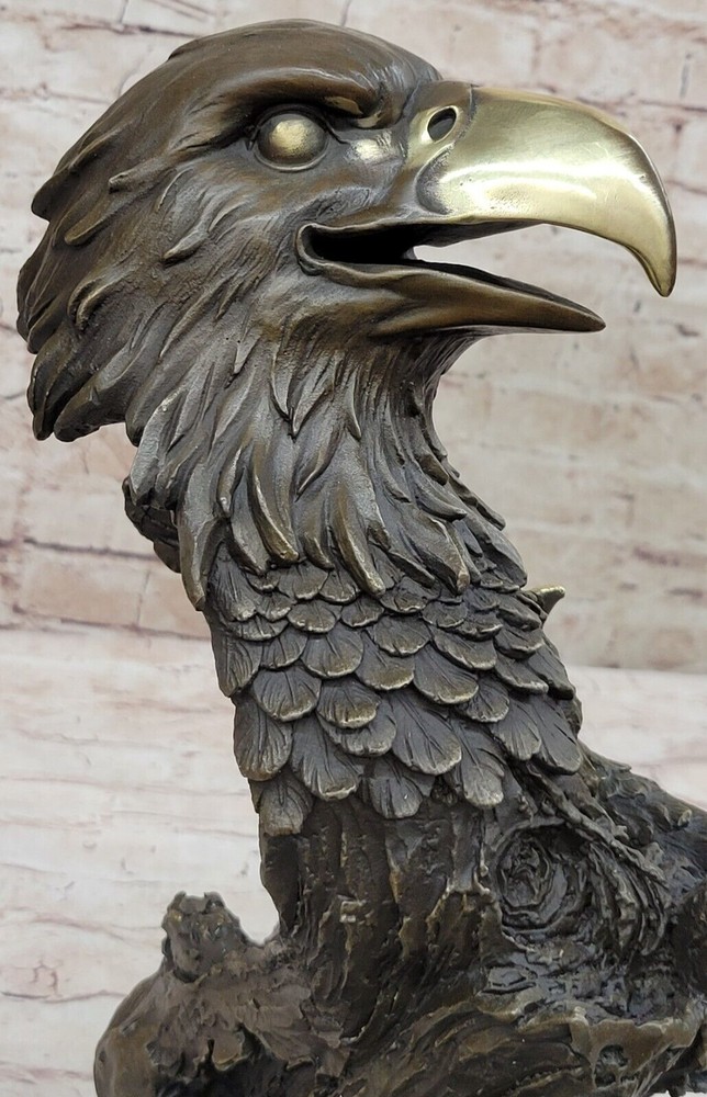Hot Cast Bronze Eagle Head by Milo: Handcrafted Statue, Fine Artwork Decor