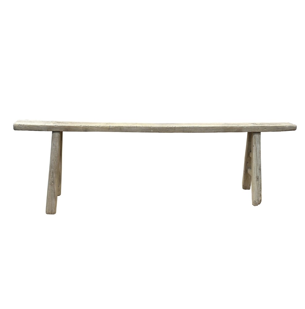 Raw Rough Wood Grain Rectangle Long Slim Stool Bench Side Table ws4641