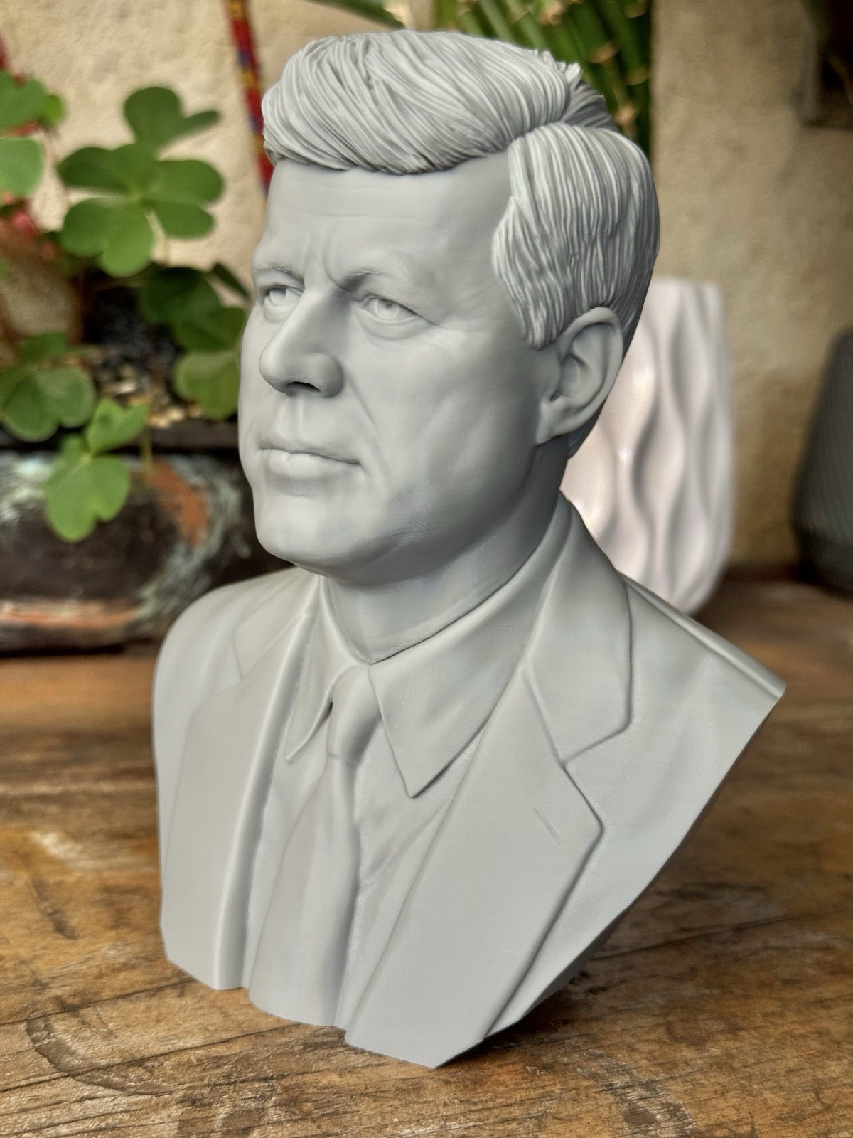 John F Kennedy Bust 6.5” 3D Printed Statue Gray PLA Collectible