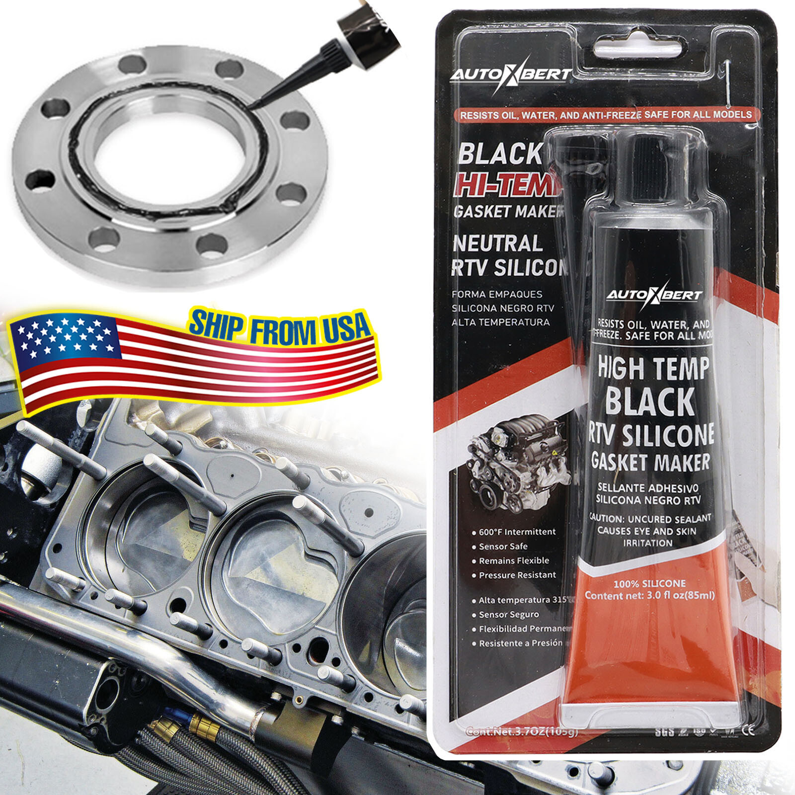 105g Gasket Maker RTV Black silicon high temp sealer instant sealant oil resist