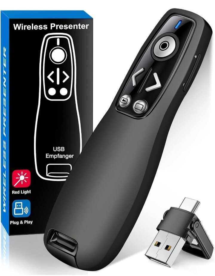 2-in-1 USB Type C Presentation Clicker Wireless Presenter Remote For PowerPoint