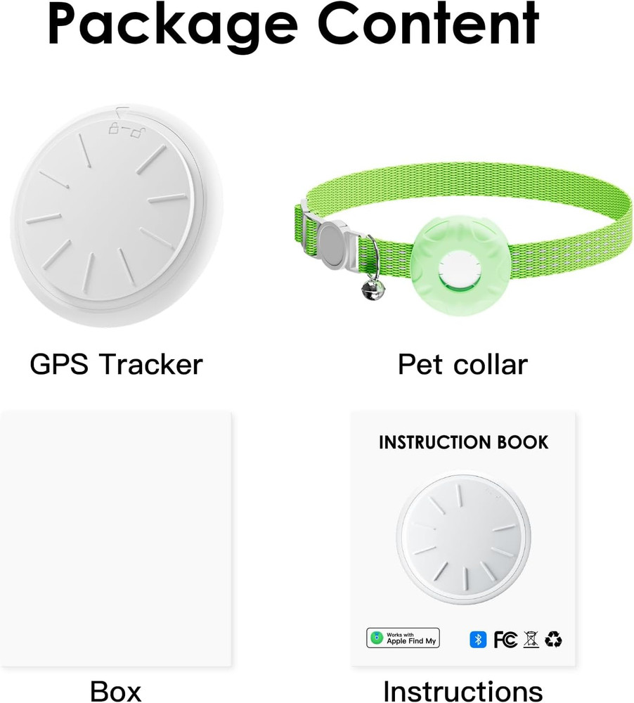 Cat Tracker, MINI Pet Tracker for Cats, No Monthly Fee GPS Tracker for Cat, Comp