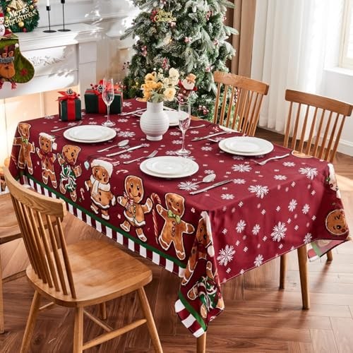 Christmas Tablecloth 60×84 Inch for Rectangle Tables, 60" x 84" (Rectangular)