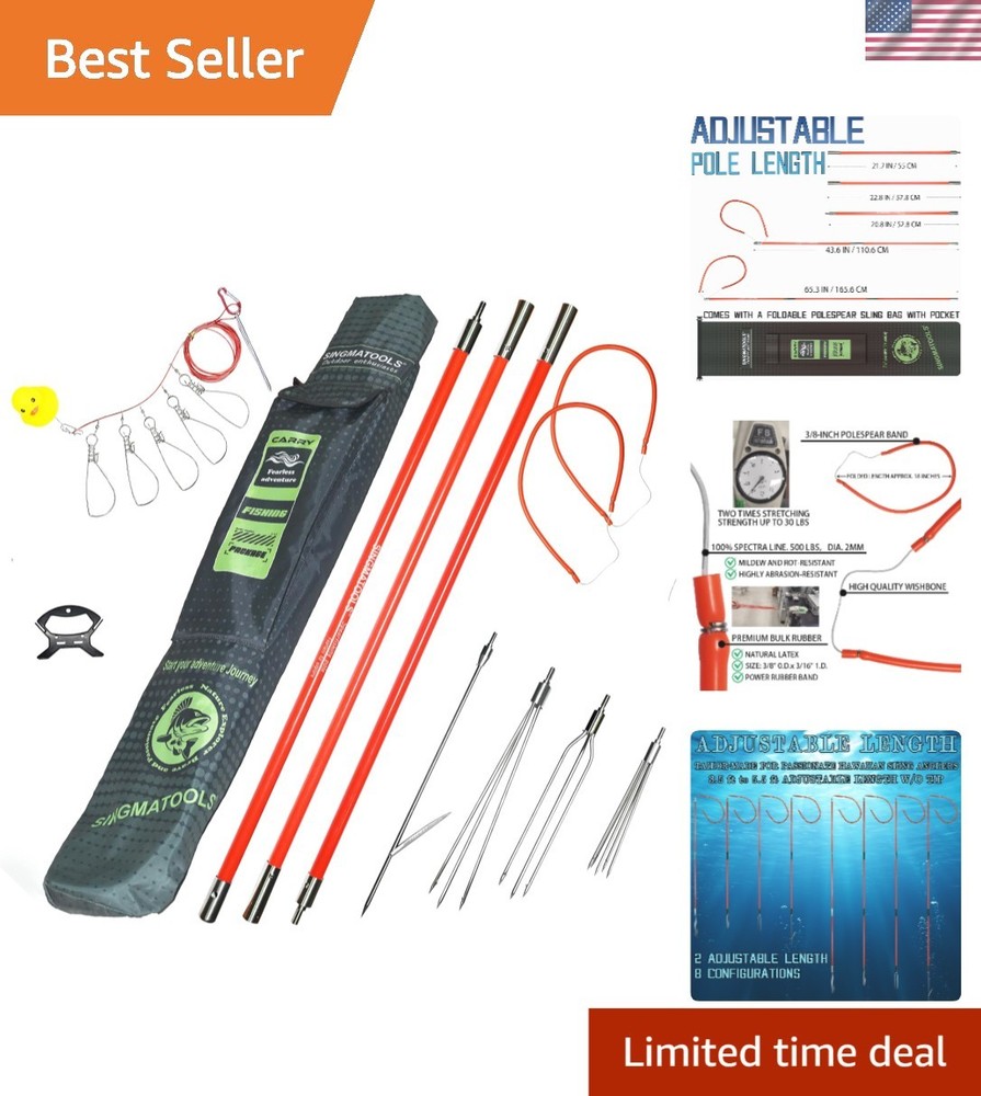 Versatile 6 ft Spearfishing Pole with Adjustable Tips - Ideal for Divers