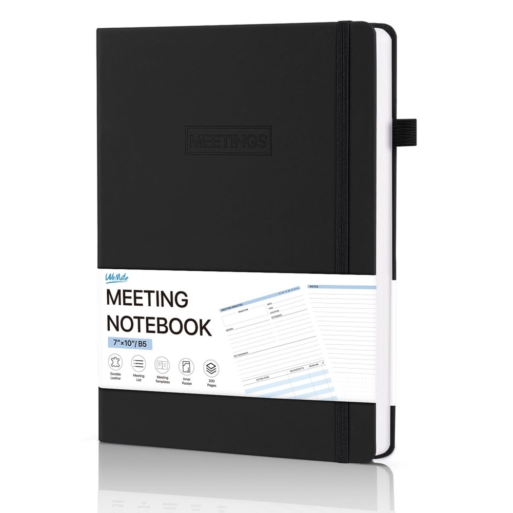 WEMATE Meeting Notebook for Work, Work Planner Notebook With Action Items, B5...