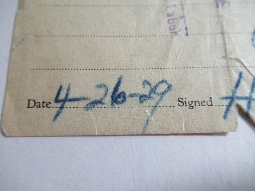 1929 STUDEBAKER TOOL CLEARANCE FORM