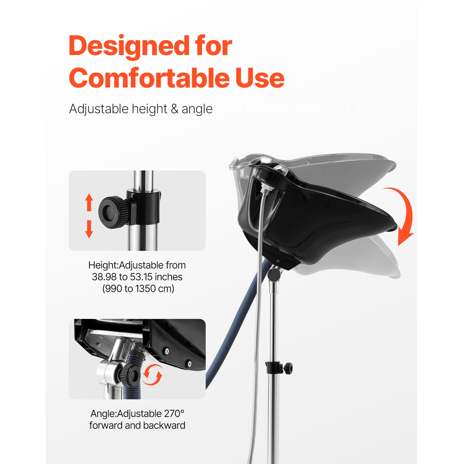 Uimoso Portable Hair Washing Basin with Drain Hose, Adjustable Height and Angle