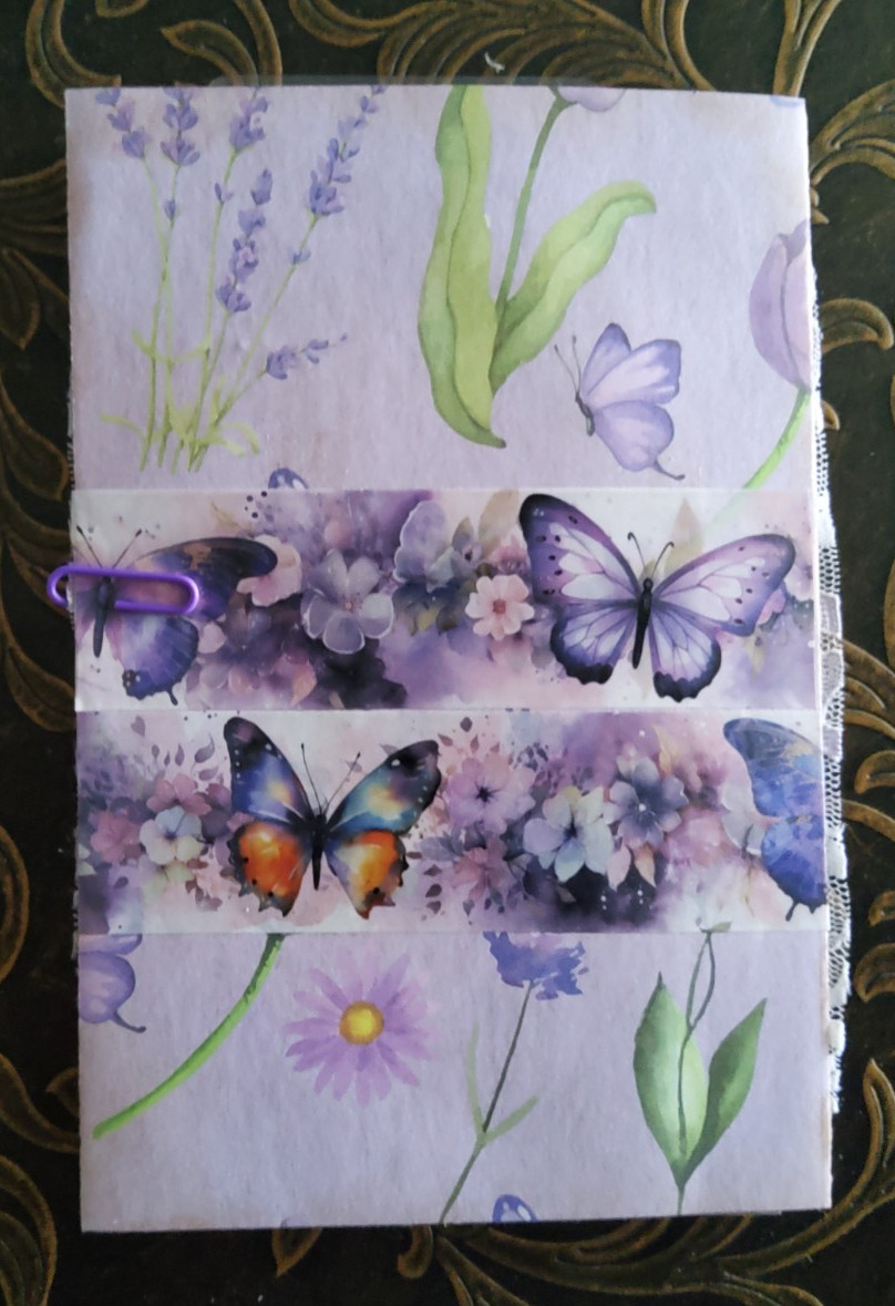 NEW Junk Journal Handmade Booklet Folio Vintage "Lavender" w/ Pockets Ephemera