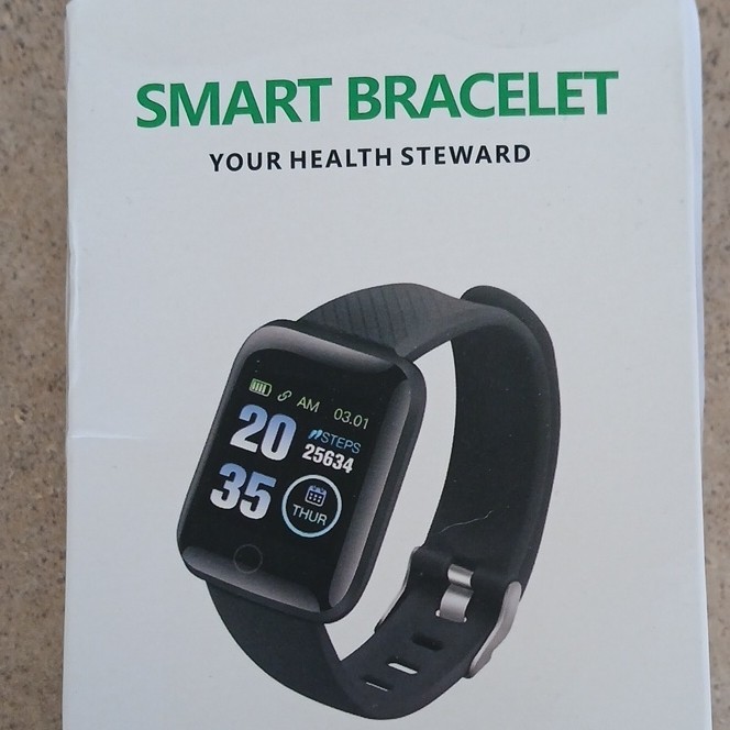 HS6620D Smart Bracelet Activity Tracker, 1.44" Screen, Pedometer, Black