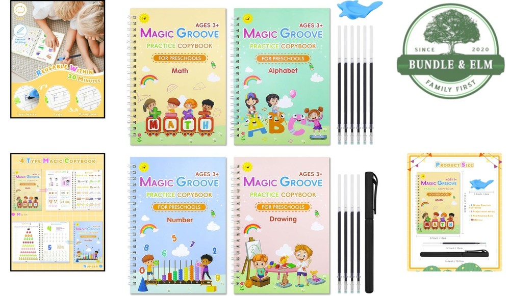 Magic Reusable Practice Copybooks Kids 3-8 Handwriting and Drawing Set