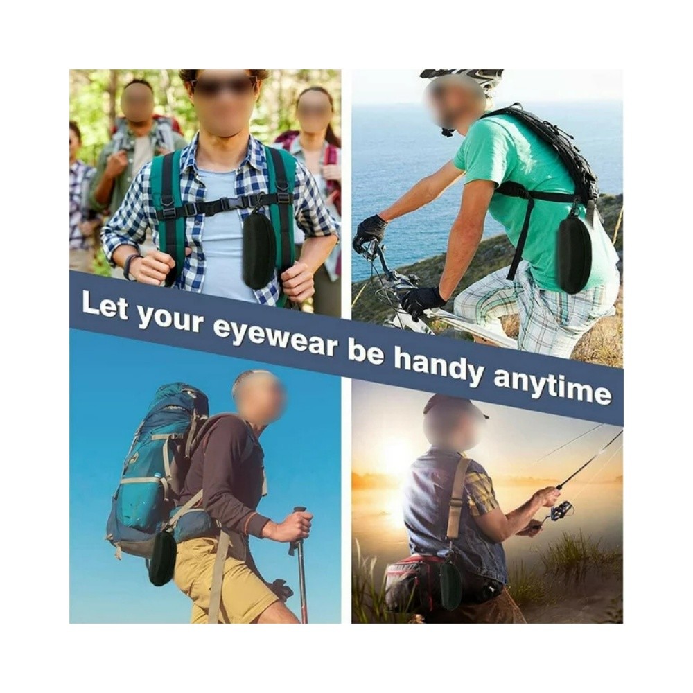 2PCS Portable Eye Glasses Case Sunglasses Protector Box Belt Clip Hard Zipper