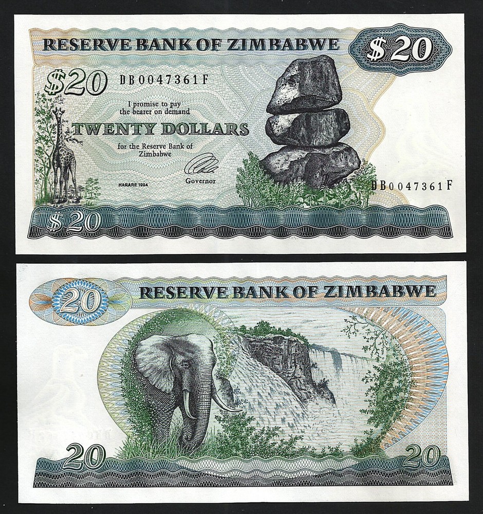 Zimbabwe 20 Dollars 1994, UNC, P-4d