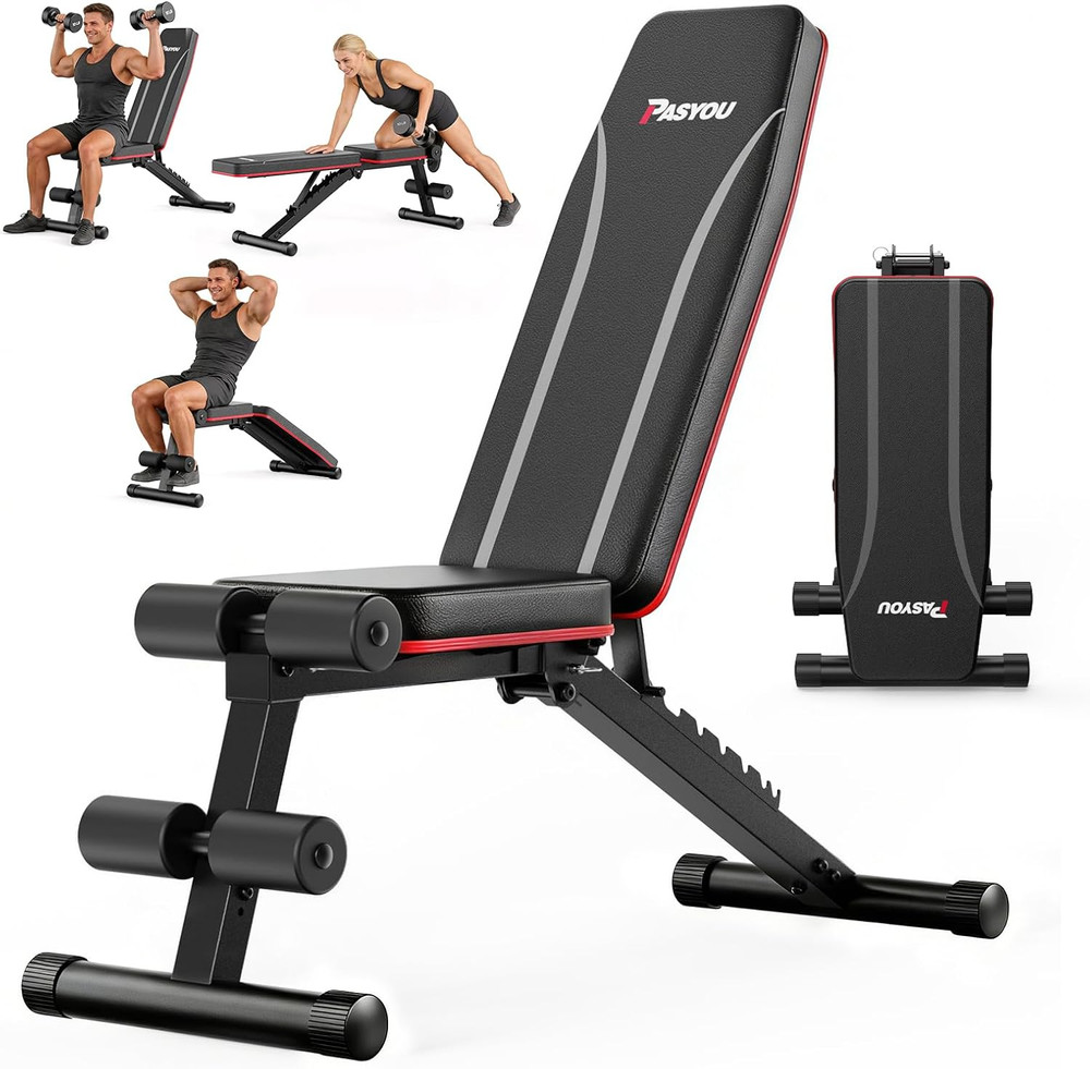 Adjustable Weight Bench, Foldable Incline Decline Flat Bench with 660 Lb Capacit