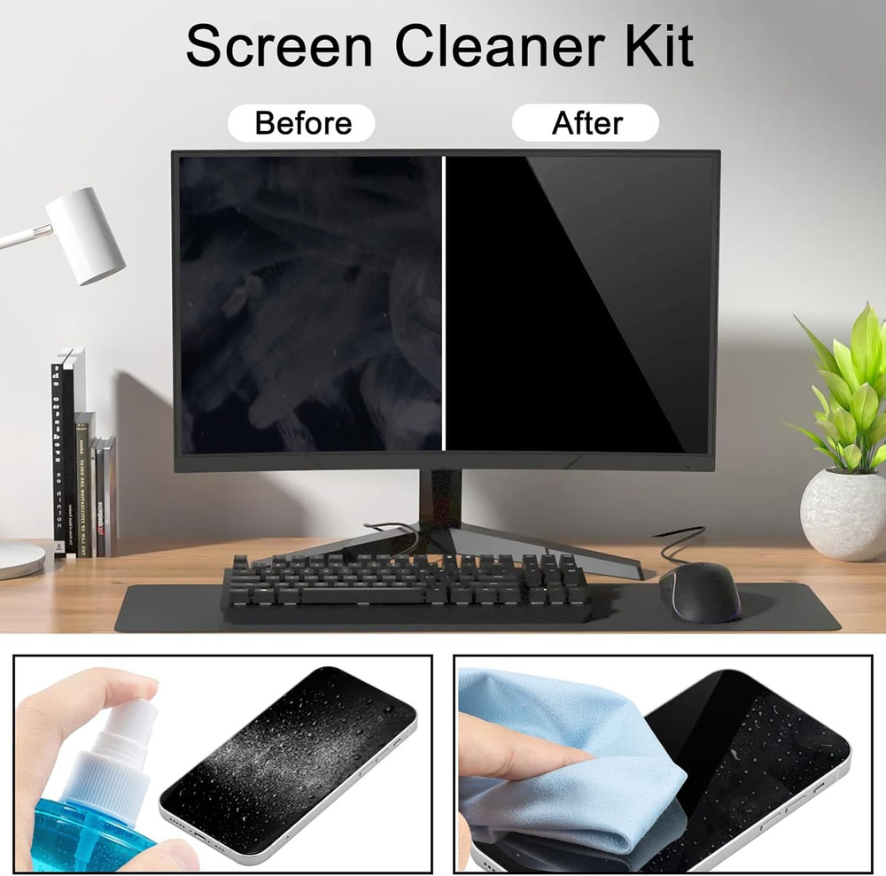 Screen CD Cleaner Solution Spray Compact Disc CD-DVD Cleaning Fluid+Microfiber
