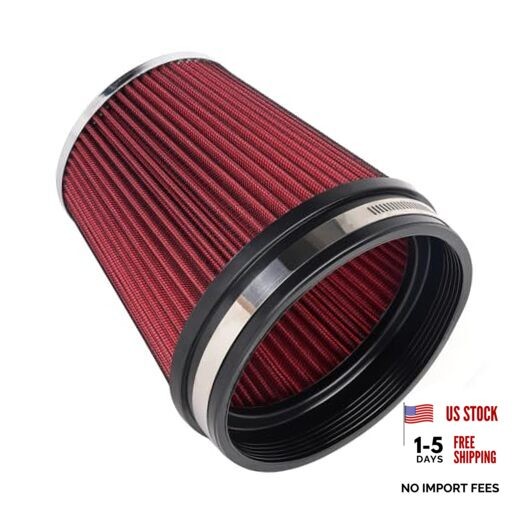 6" Inlet Cold Air Intake Filter Cone Replacement Performance Red (6" Tall)