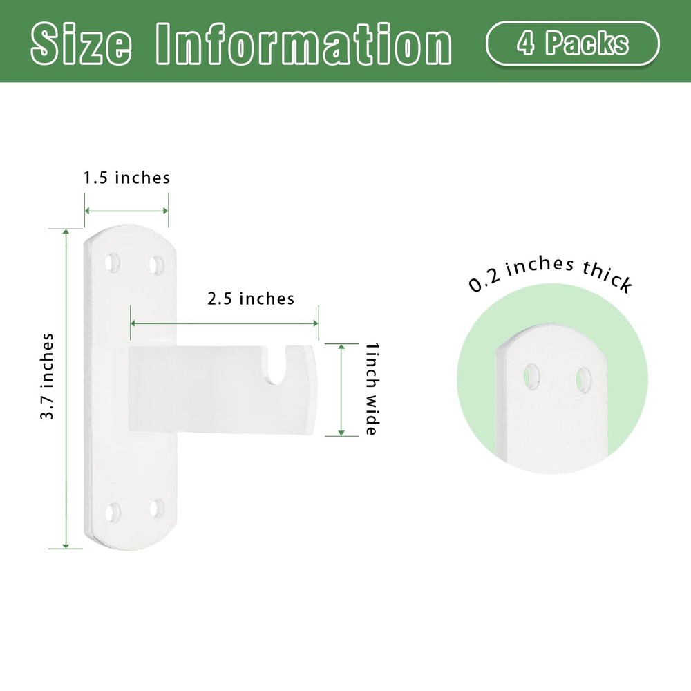 4 PCS Gridwall Mount Brackets Grid Slatgrid Panels White Shelf Hook