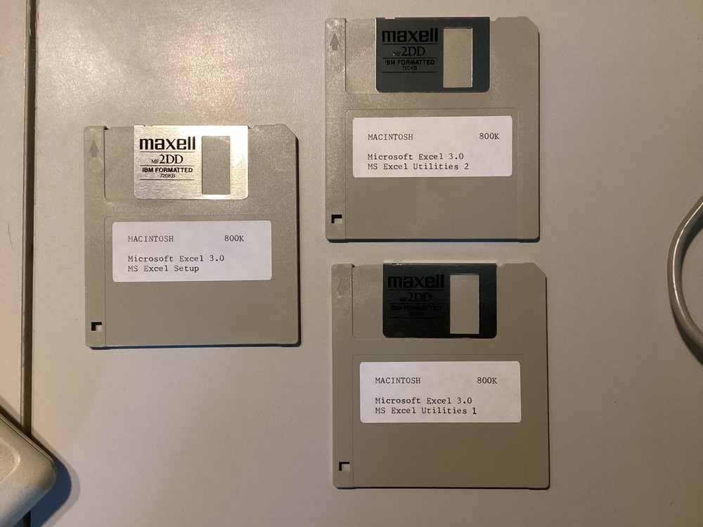 Vintage Macintosh Mac Program MICROSOFT EXCEL 800K Disk 512k, Plus, SE, Classic