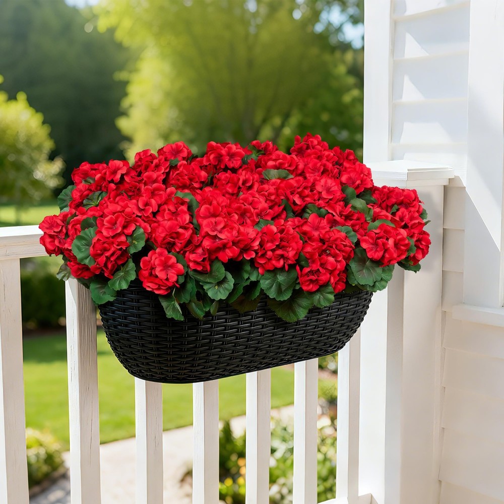 Geranium Artificial Flowers for Outdoors Spring UV Resistant Silk Geranium Re...
