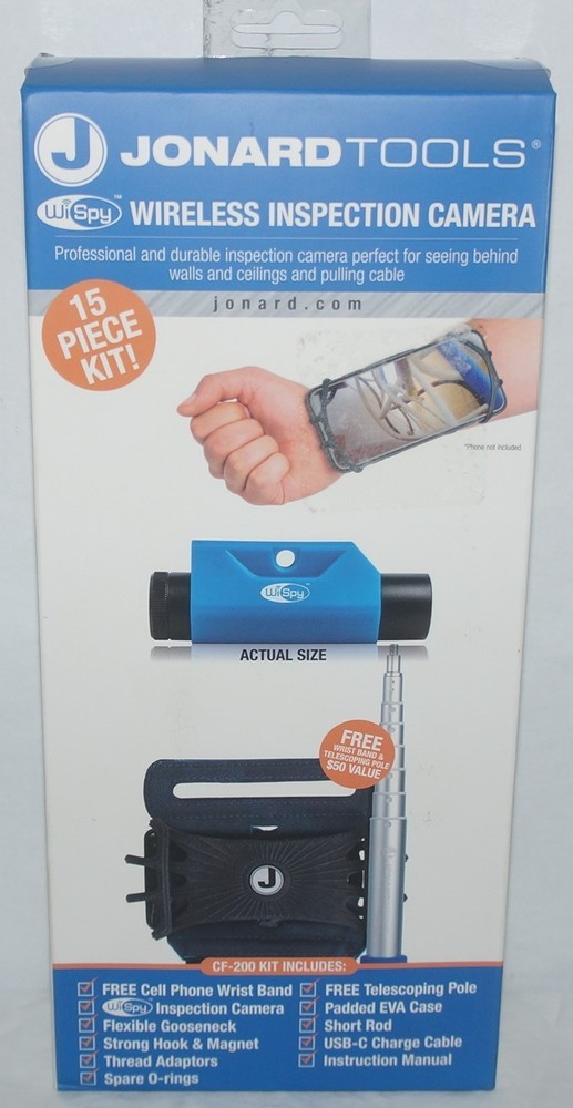 New Jonard Tools CF-200 WiSpy Multipurpose Wireless Inspection Camera & Cable
