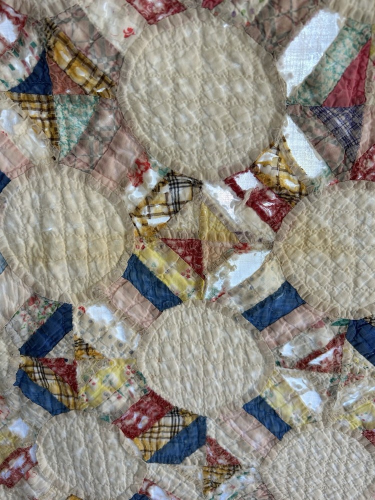 Vintage Handmade Patchwork Snowball Quilt
