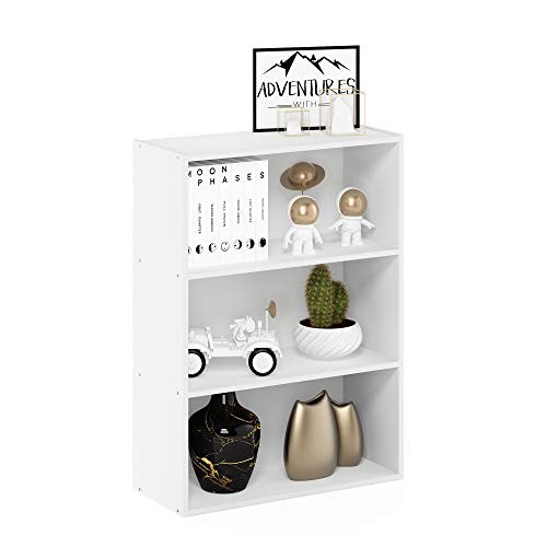Pasir 3-Tier Open Shelf Bookcase, Plain White
