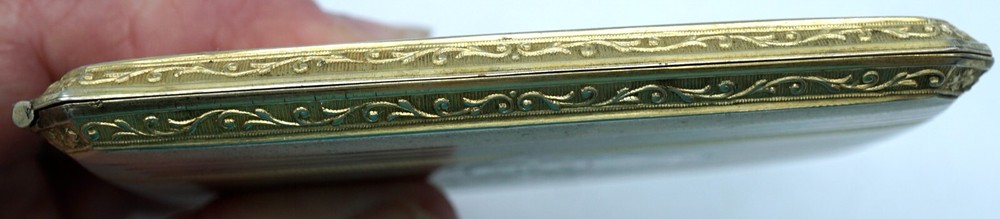 Antique Sterling Silver & Glit Engine Turned Design Cigarette Case
